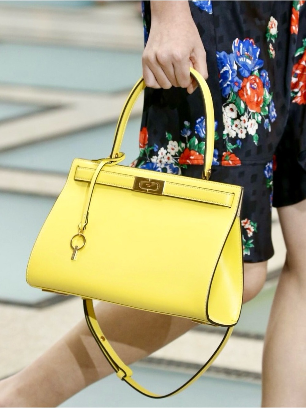 Tory Burch Lee Radziwill Electric Yellow Leather Satchel - Picture 2 of 16